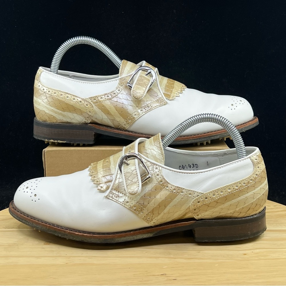 Footjoy Classics Golf Shoes Monk Strap Kiltie 100% Leather Made in USA Size 8 W